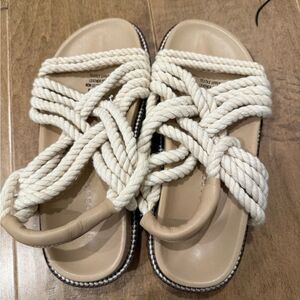 Elegant Cream Rope Sandals
